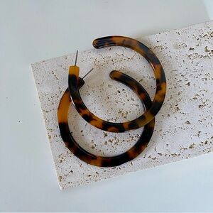 4/$15 Brown Amber Tortoise Shell Acrylic Hoop Earrings